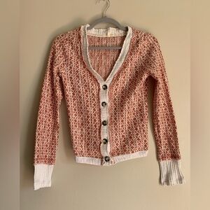 Gilded Intent Cardigan Women Orange Cream Size Large Cotton Casual Clothing